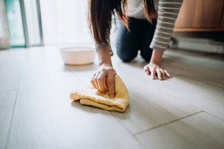 cleaning floor