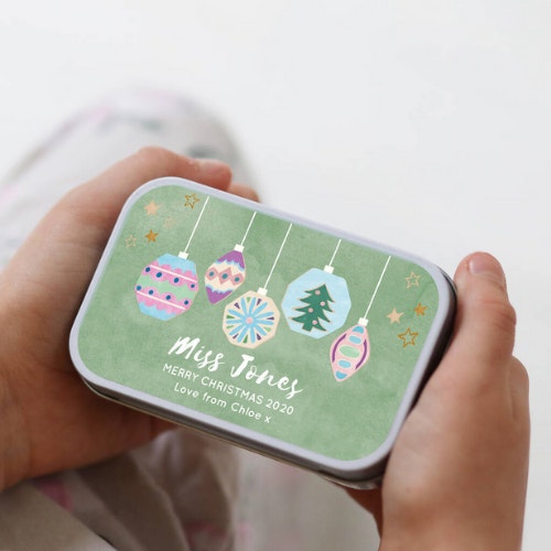 Cotton Twist Personalised Christmas Gift Tin For Teachers Themed