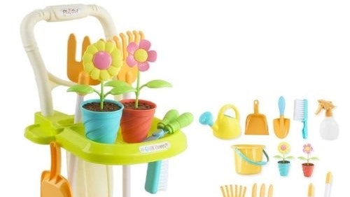 DeAO 26 Pieces Kids Gardening Tools and Trolley Play Set