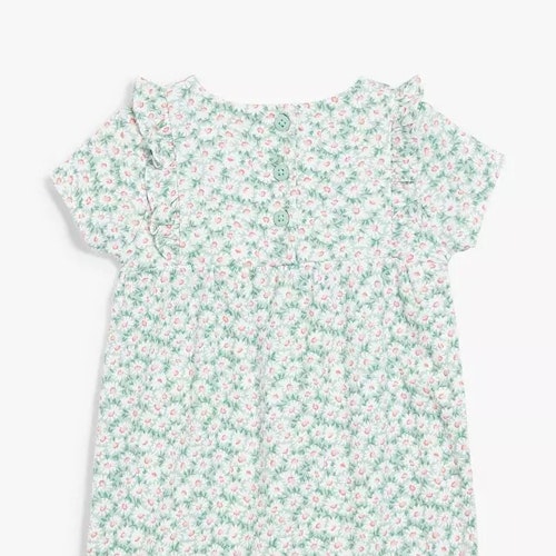 Organic cotton floral ruffle short romper