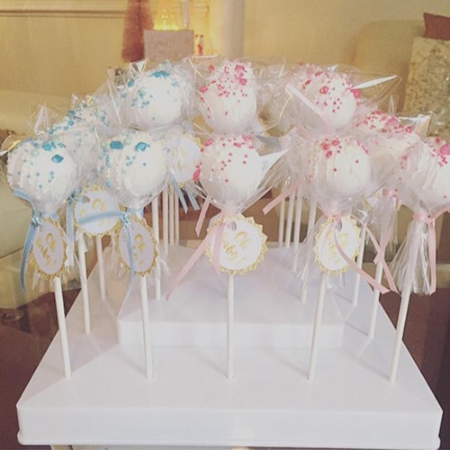 Pink and Blue Gender Reveal Cake Pops
