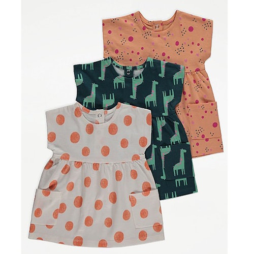 Patch Pocket Jersey Dresses 3 Pack