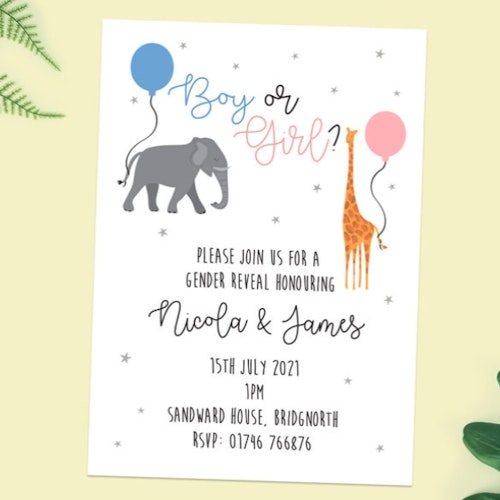 Go Wild Gender Reveal Party Invitations