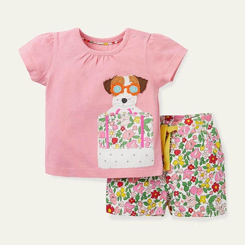 Jersey Appliquu00e9 Short Set - Pink Lemonade Vintage Floral
