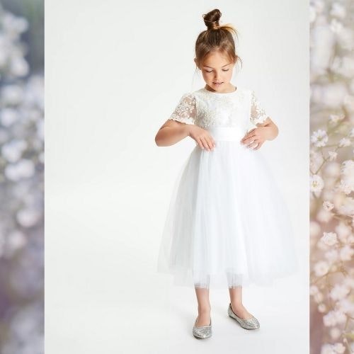 John Lewis u0026amp; Partners Girlsu0026#039; Short Sleeve Lace Dress
