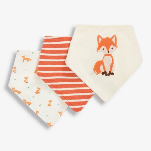 JoJo Maman Bu00e9bu00e9 3-Pack Fox Baby Bandana Bibs