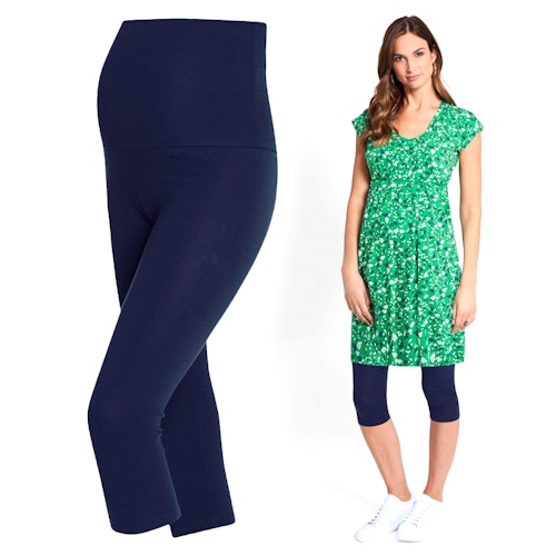 Dark Blue Cropped Maternity Leggings