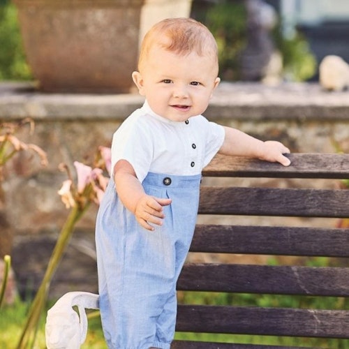 Blue Grandad Collar Baby Bubble