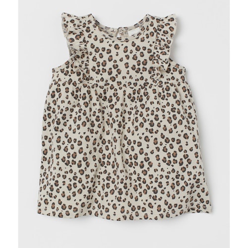 Leopard-print Flounce-trimmed jersey dress
