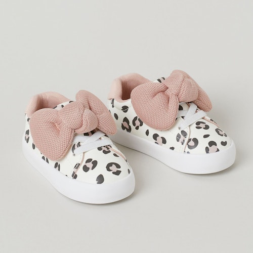 Leopard-print Bow-Trim trainers