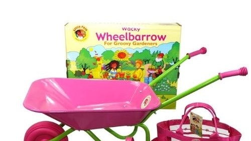 Little Pals Childrenu2019s Pink Wheelbarrow u0026amp; Gardening Tool Set