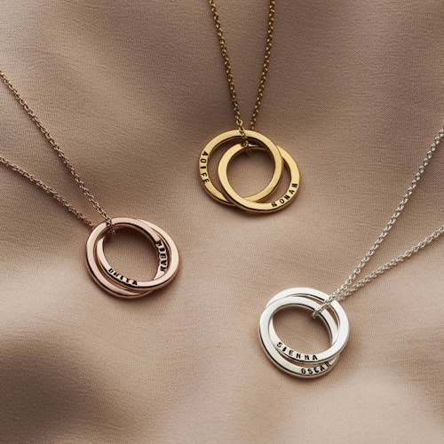 Personalised Two Ring Russian Ring Necklace