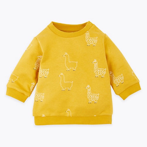 Cotton Rich Llama Print Sweatshirt