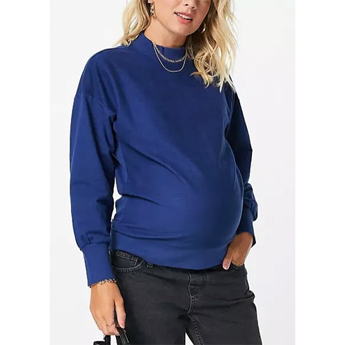 Mamalicious High Neck Sweatshirt in Cobalt Blue