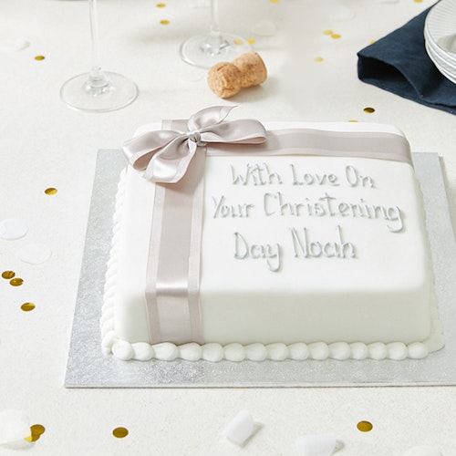Marks and Spencer Personalised Celebration Silver Ribbon Cake