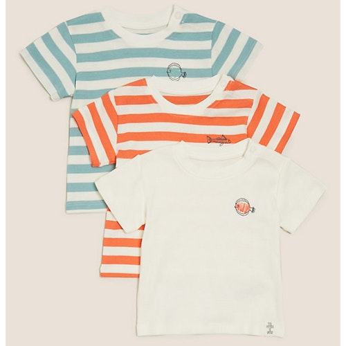 3pk Pure Cotton Fish T-Shirts