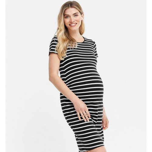 Maternity Black Stripe Jersey Dress
