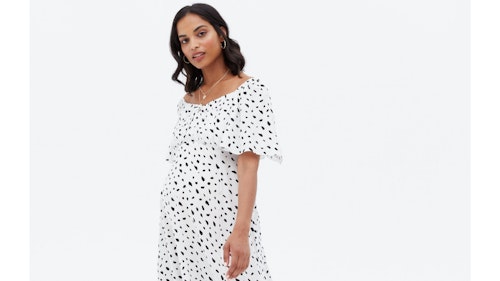 New look Maternity White Spot Midi Dress