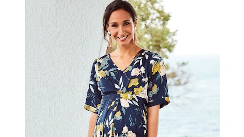 Jojo Maman Bebe navy oriental maternity and nursing dress