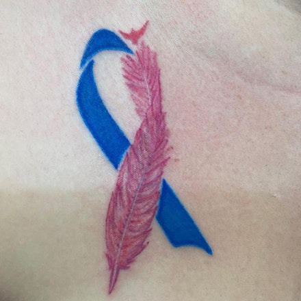 miscarriage tattoos ribbon and feather