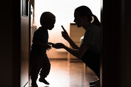 mom disciplining her child