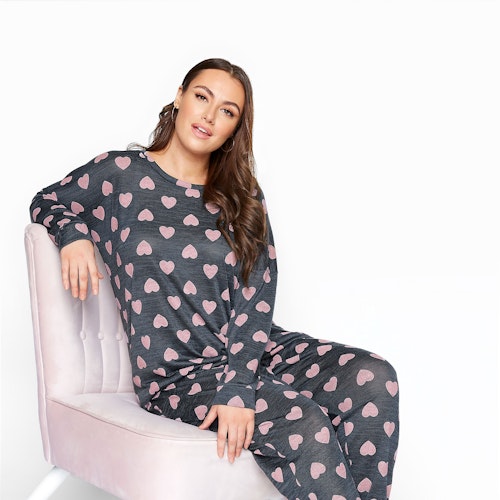 Navy Marl Heart Lounge Set