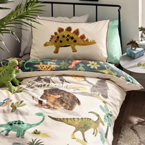 Prehistoric Dinosaurs u0026amp; Friends Reversible Duvet Cover and Pillowcase Set