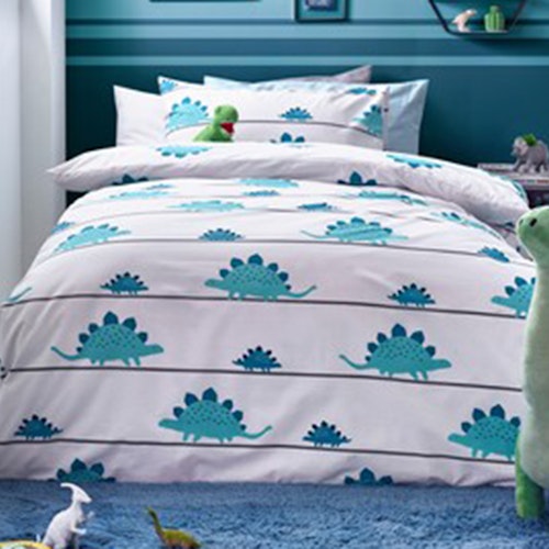 Dino Stripe Duvet Cover and Pillowcase Set