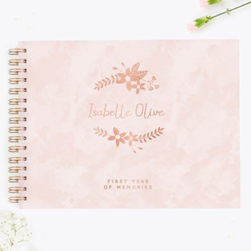 Personalised Foiled Babyu0026#039;s First Year Memory Book