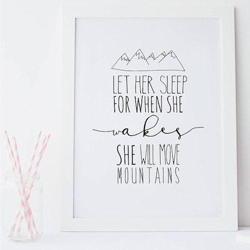 Let Her Sleep Typographic Nursery Wall Art