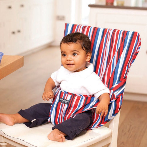 Best for chucking in your changing bag: JoJo Pack-Away Pocket Highchair