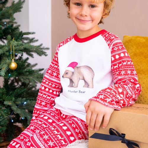 Personalised Childrenu0026#039;s Bear Christmas Pyjamas