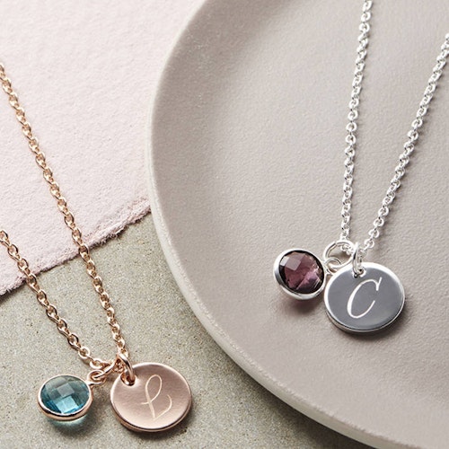 Personalised Initial Birthstone Necklace