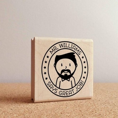 Personalized Male Teacher Rubber Stamp