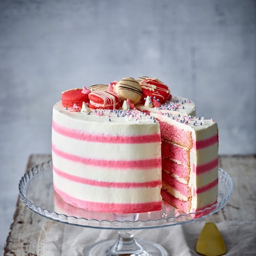 Patisserie Valerie Pink Candy Striped Gateau