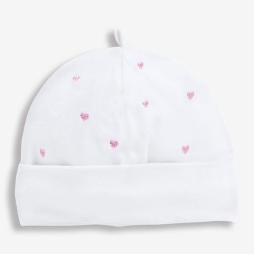 Pink Heart Embroidered Baby Hat