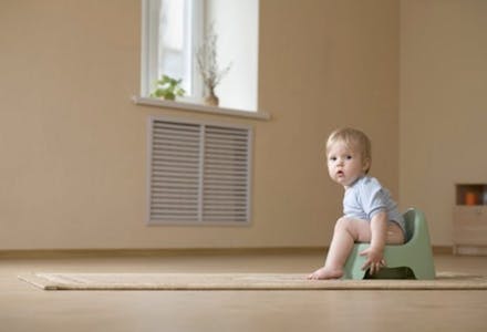 1) What's wee? toddler sitting on potty