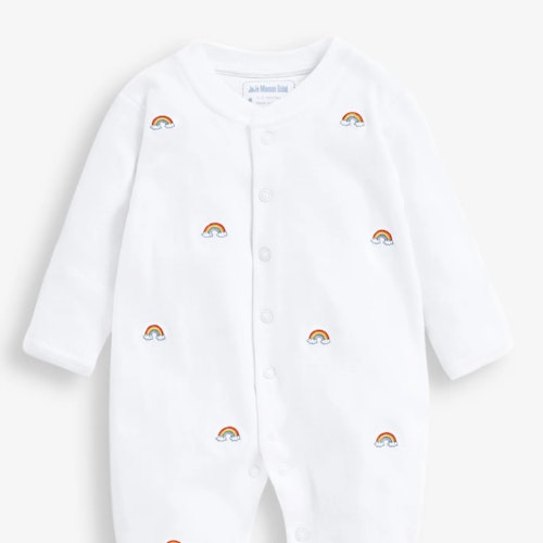 Rainbow Embroidered Baby Sleepsuit