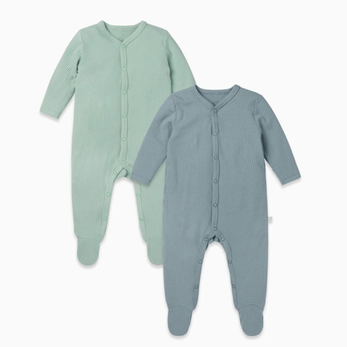 Ribbed Front Opening Sleepsuit 2 Pack