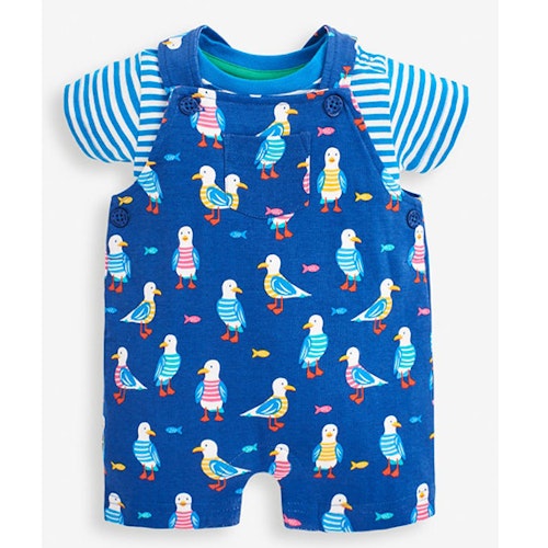 Navy dungarees seagull set