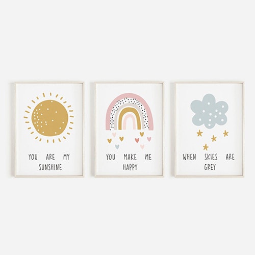Set of 3 Rainbow Nursery Prints