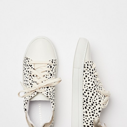 Spotty Dotty Animal Print White Leather Trainers