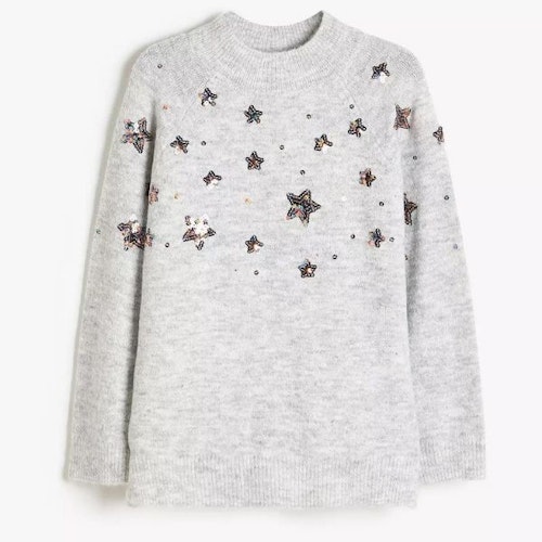 John Lewis u0026amp; Partners Kidsu0026#039; Sequin Stars Jumper, Grey