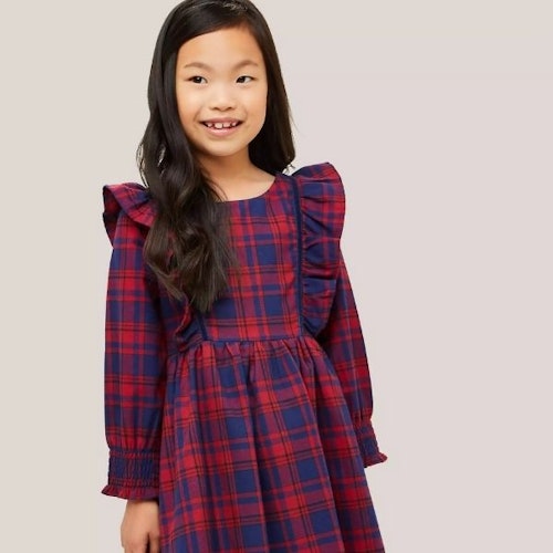 John Lewis u0026amp; Partners Heirloom Collection Kidsu0026#039; Tartan Ruffle Dress, Red