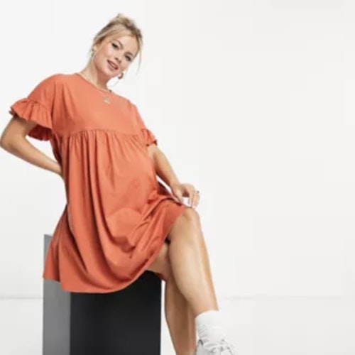 Threadbare Maternity smock dress in burnt orange