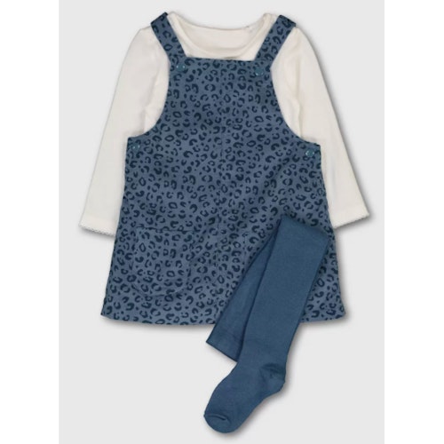 Leopard Print Pinafore, Tights u0026amp; Bodysuit