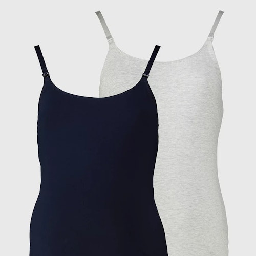 MATERNITY Grey u0026amp; Navy Nursing Vests 2 Pack
