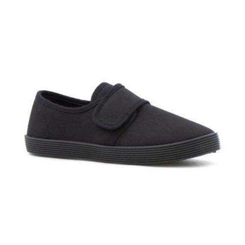 Walkright Kids Black Touch Fasten Plimsoll