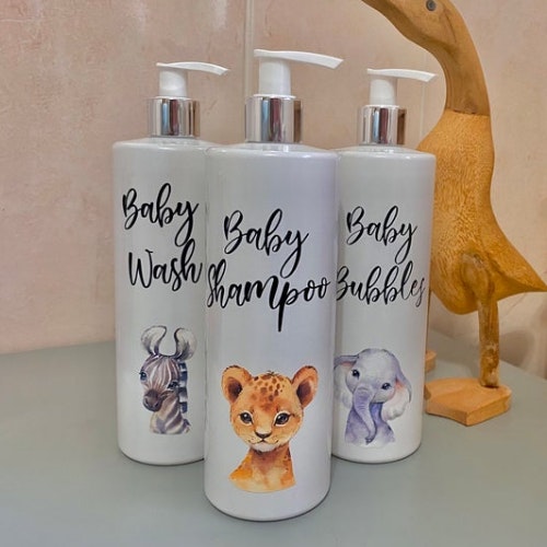 White Animal Pump Bottles