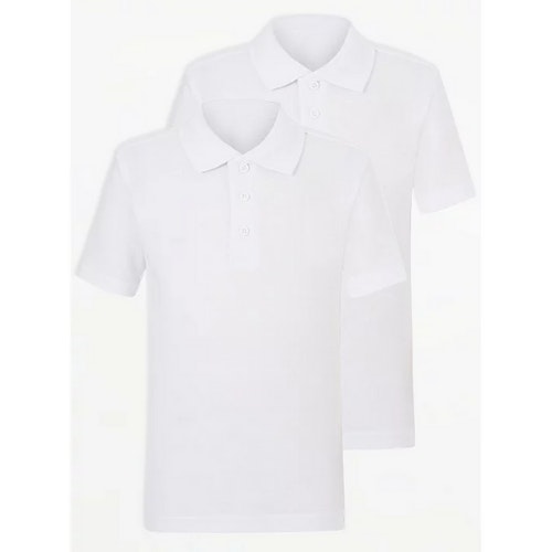 White School Short Sleeve Easy On Polo Shirt (2 Pack)